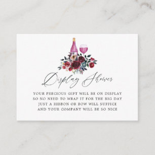 Burgundy & Navy Wine Tasting Bridal Shower Display Enclosure Card