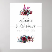 Burgundy & Navy Wine Tasting Bridal Shower Welcome