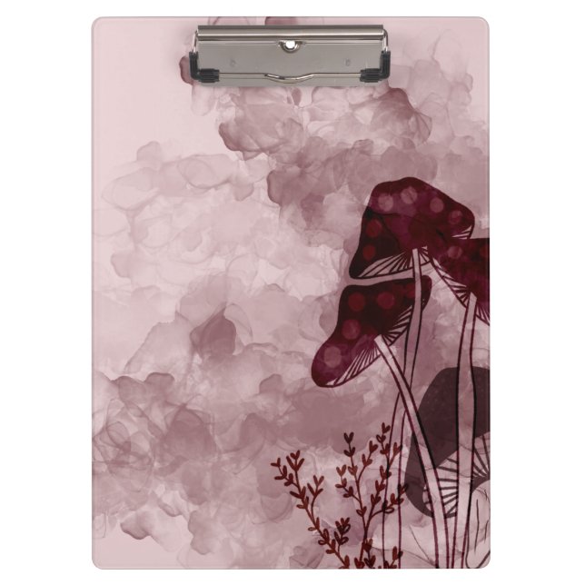 Burgundy Neon Mushrooms  Clipboard (Front)