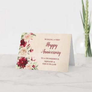 Burgundy Nephew & Niece in Law Wedding Anniversary Card