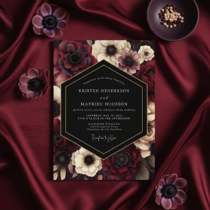 Burgundy Nocturne Bloom Wedding Invitation