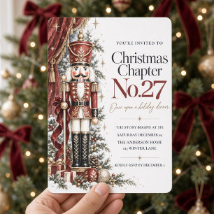 Burgundy Nutcracker Storybook Christmas Dinner Invitation