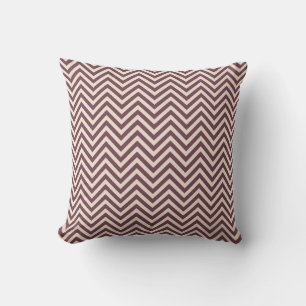 Burgundy Off-White Chevron Geometric Pattern Cushion