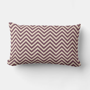 Burgundy Off-White Chevron Geometric Pattern Lumbar Cushion