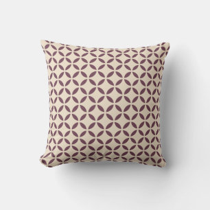 Burgundy Off-White Flower Petal Geometric Pattern Cushion
