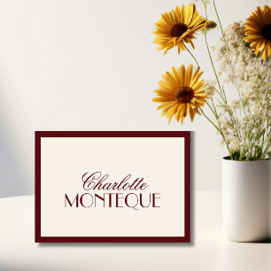 Burgundy Old Money Black Tie Wedding Place Card
