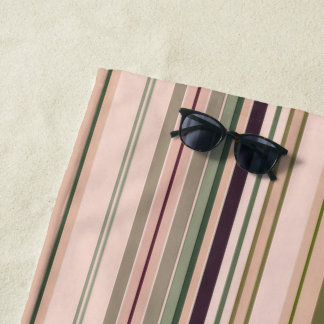 Burgundy Olive Green And Pink Beach Towel