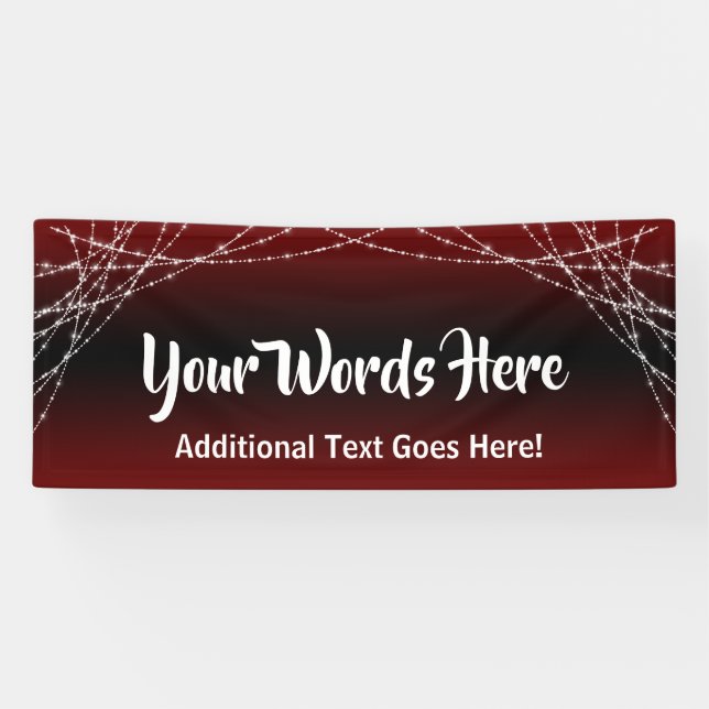 Burgundy Ombre & Light Strings Add Your Own Text Banner (Horizontal)