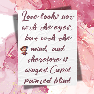 Burgundy on White Shakespeare Love looks not...   Fleece Blanket