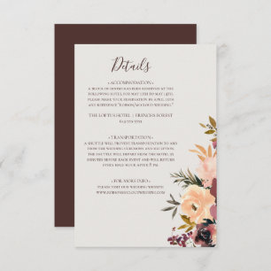Burgundy Orange Floral Beige Details Enclosure Card