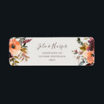 Burgundy Orange Floral Beige Return Address Label<br><div class="desc">These burgundy orange floral | beige return address labels are perfect for your rustic boho blush, dark green, and gold garden wedding. Design features a wreath or bouquet of minimalist watercolor peach, dusty rose, purple, and light pink florals along with copper, evergreen, yellow, and rust-coloured greenery. The flowers in this...</div>
