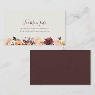 Burgundy Orange Floral   Beige Wedding Website Enclosure Card