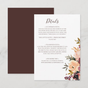 Burgundy Orange Floral Details Enclosure Card