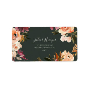 Burgundy Orange Floral Green RSVP Address labels