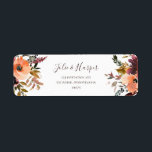 Burgundy Orange Floral Return Address Label<br><div class="desc">These burgundy orange floral return address labels are perfect for your rustic boho blush, dark green, and gold garden wedding. Design features a wreath or bouquet of minimalist watercolor peach, dusty rose, purple, and light pink florals along with copper, evergreen, yellow, and rust-coloured greenery. The flowers in this design are...</div>