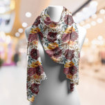 Burgundy Orange Rustic Autumn Watercolor Floral Scarf<br><div class="desc">Burgundy Orange Rustic Autumn Fall Watercolor Floral Wedding Acessories Scarves Wraps Shawl features a botanical watercolor floral pattern in burgundy and orange on a white background. Perfect for weddings,  bridesmaids,  birthday gift for Mum,  Grandmother,  friends and more. Designed by ©Evco Studio www.zazzle.com/store/evcostudio</div>
