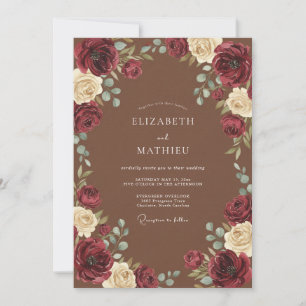 Burgundy Painterly Romantic Bloom Wedding Invitation