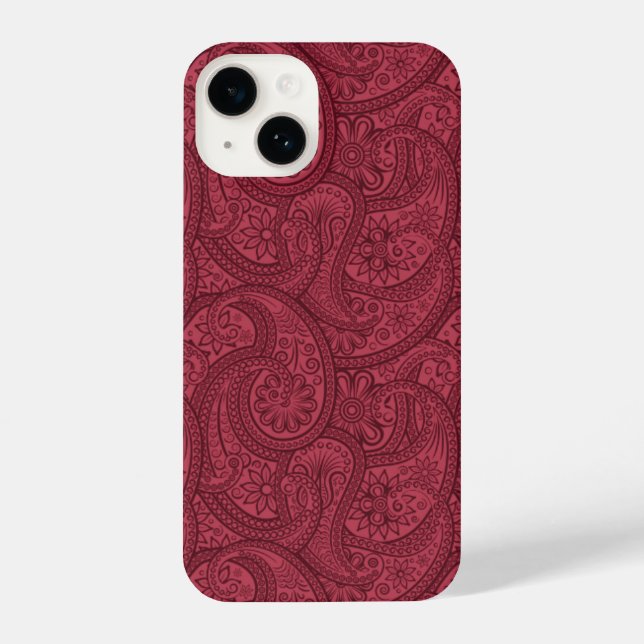 Burgundy Paisley iPhone Case (Back)