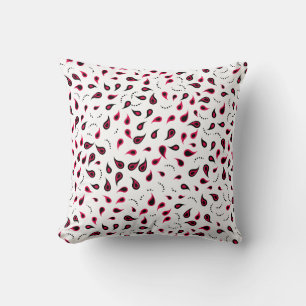 Burgundy Paisley on White Cushion