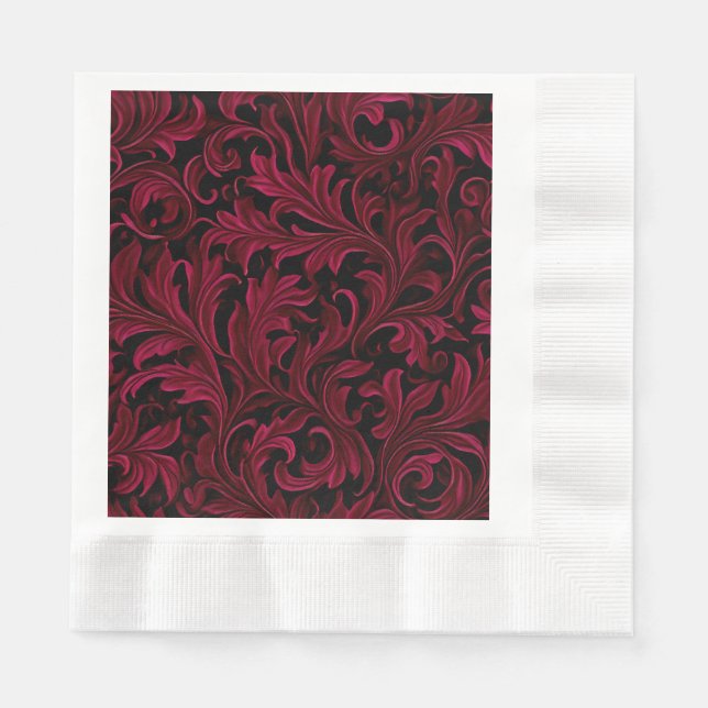 Burgundy Paisley Wedding Napkin (Front)