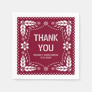 Burgundy papel picado Thank You QUINCEAÑERA Napkin