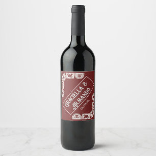 Burgundy Papel Picado Wedding Wine Label