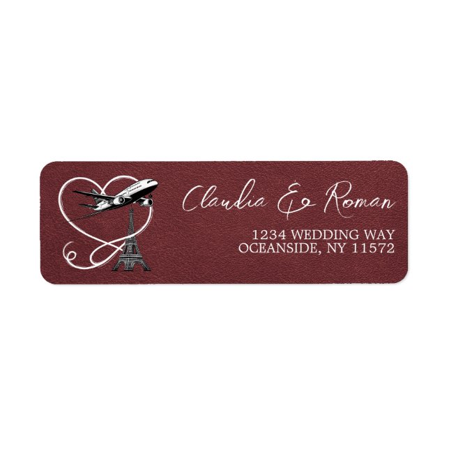 Burgundy Paris Passport Label (Front)