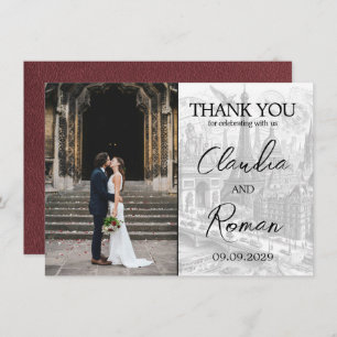 Burgundy Paris Passport Thank You Card