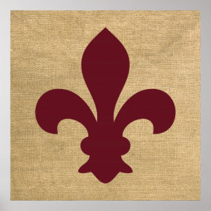 Burgundy Parisian Moods Fleur de Lys Poster