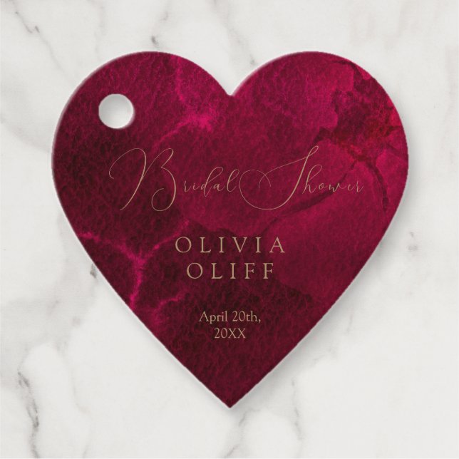 Burgundy Passion Bridal Shower Favour Tags (Front)