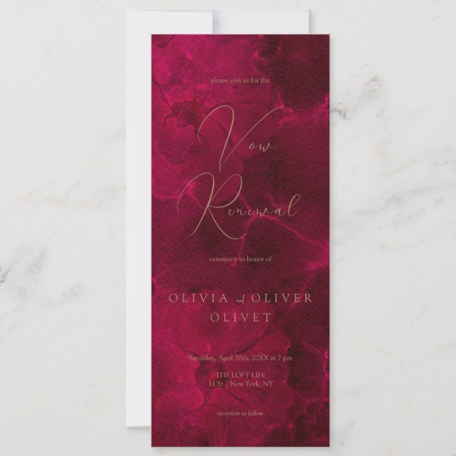 Burgundy Passion Vow Renewal Invitation (Front)