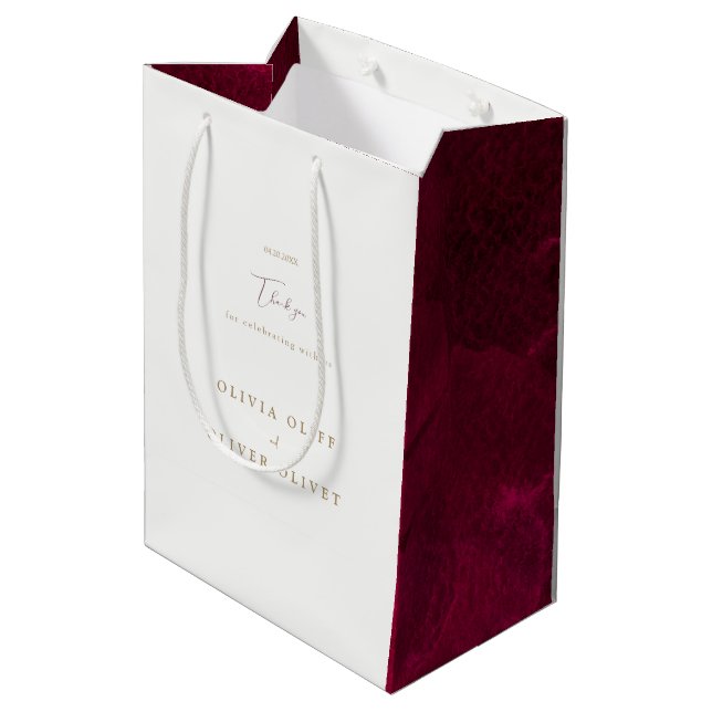 Burgundy Passion Wedding Medium Gift Bag (Back Angled)