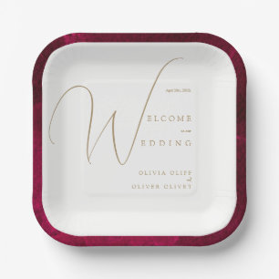 Burgundy Passion Wedding Paper Plate
