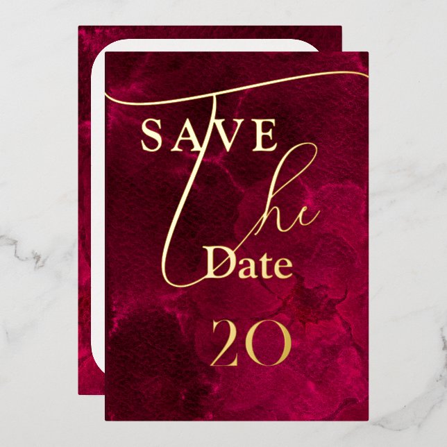 Burgundy Passion Wedding Save The Date (Front/Back)