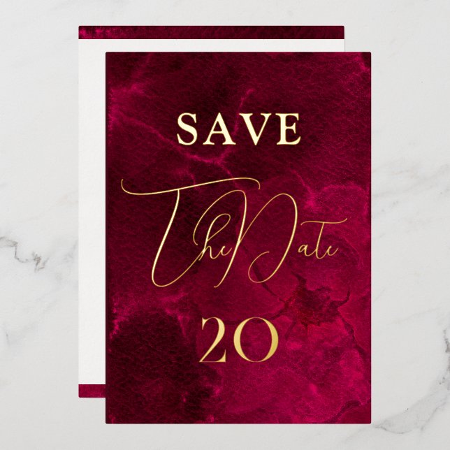 Burgundy Passion Wedding Save The Date (Front/Back)