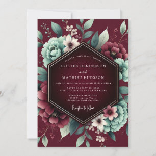 Burgundy Passionate Flora Wedding Invitation