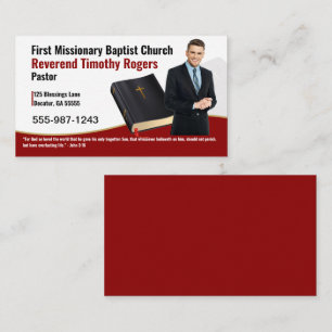 Burgundy Pastor or Deacon Photo Church Business Card