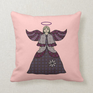 Burgundy Patchwork Angel Cushion