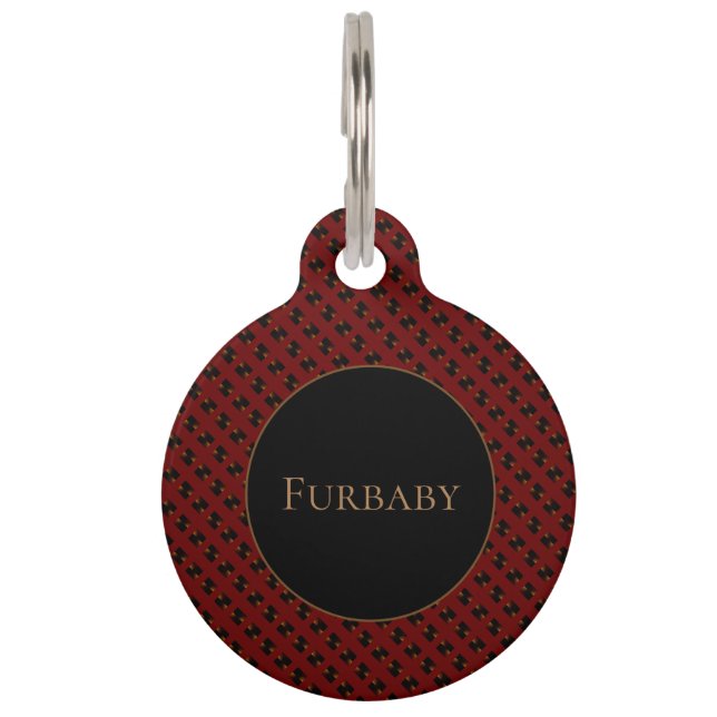 Burgundy Patterned Pet Tag (Front)