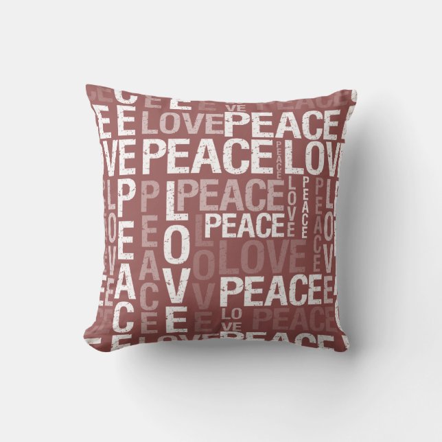 Burgundy Peace Love Cushion (Front)