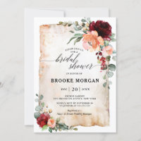 Burgundy Peach Coral Pink Roses Bridal Shower