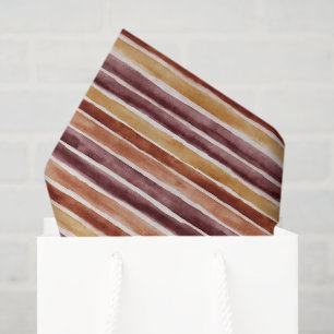 Burgundy Peach Orange Red Stripes Birthday Tissue Paper