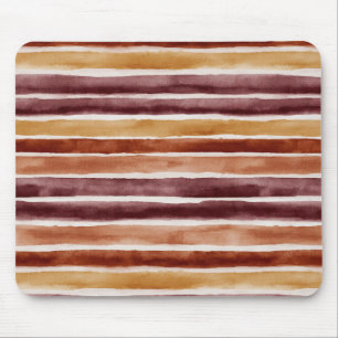 Burgundy Peach Orange Red Stripes Mouse Mat