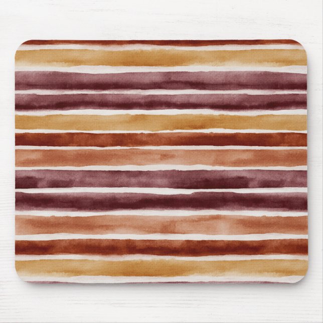Burgundy Peach Orange Red Stripes  Mouse Mat (Front)