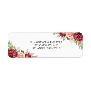 Burgundy Peach Rose Watercolor Floral