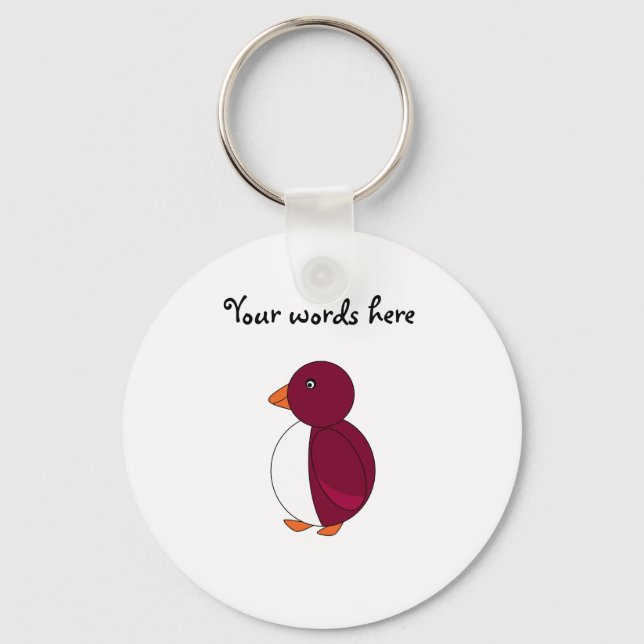 Burgundy penguin key ring (Front)