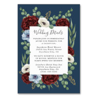 Burgundy Peony Dusty Blue Wedding Enclosure Cards