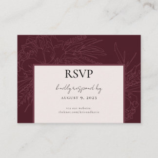 Burgundy Peony RSVP card