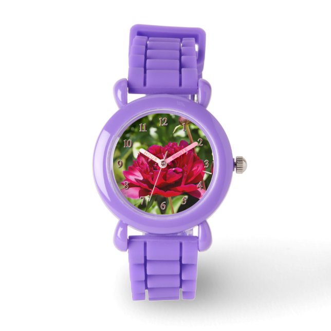 Burgundy peony watch (Front)
