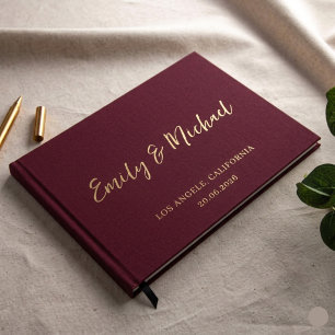 Burgundy Personalised Elegant Wedding Guest Book